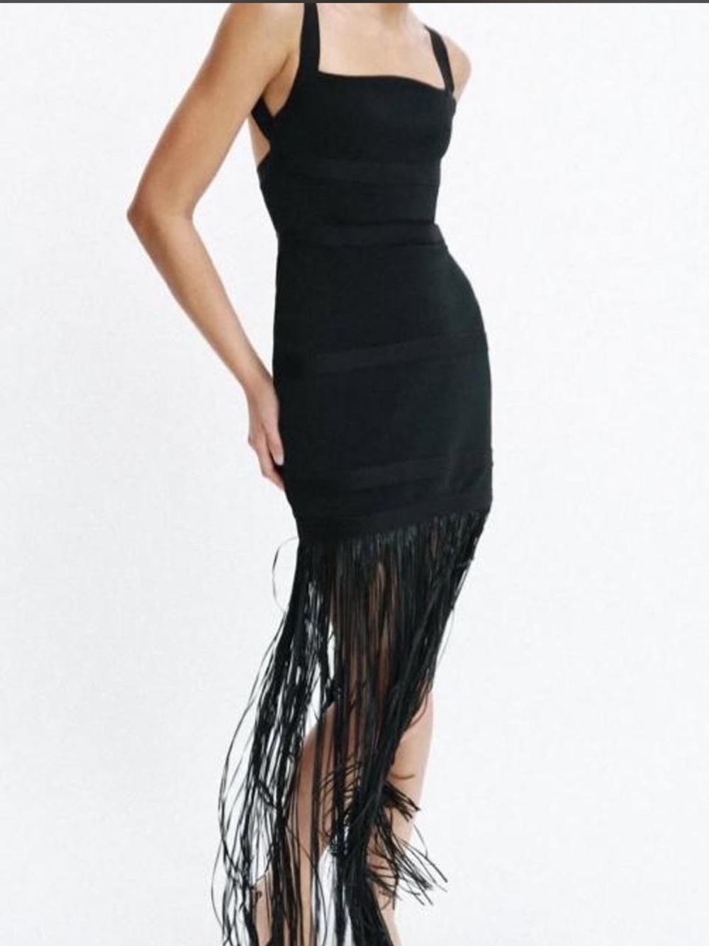Zara Black Fringe Mini Dress